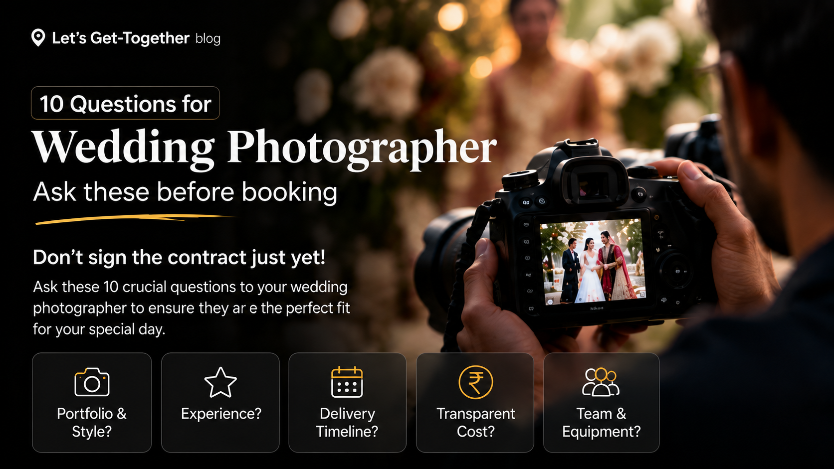 10 questions to ask your wedding photographer before booking
